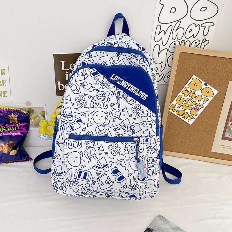 Girl Student Backpack New Junior High School Girl Student Bag Net Red Graffiti To Reduce The Burden Of Campus School Bag