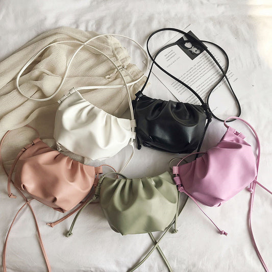 Ins Small Bag Women's Bag New Pleated Net Red With The Same Shoulder Bag Korean Version Of The Cloud Messenger Bag