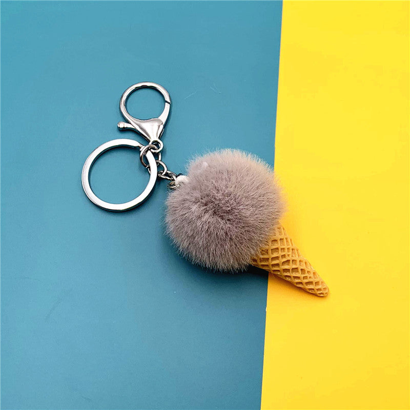 Cartoon Fruit Key Chain Student Cute Bag Pendant Ice Cream Cone Plush Car Key Chain Creative Gift