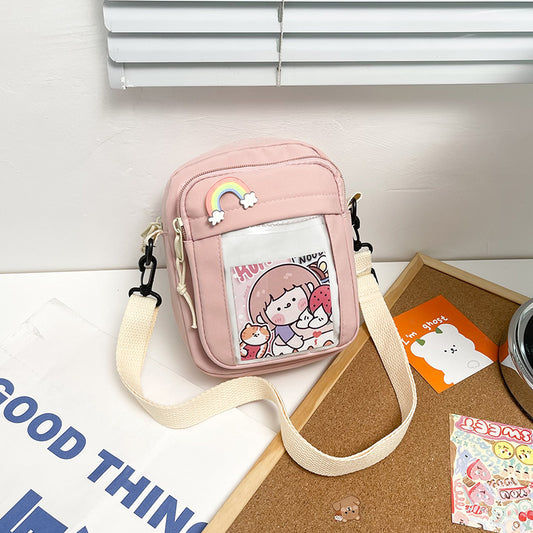 Cute Cartoon Small Bag Female New Trendy Korean Version Casual Oxford Cloth Small Square Bag All-Match Student Shoulder Bag