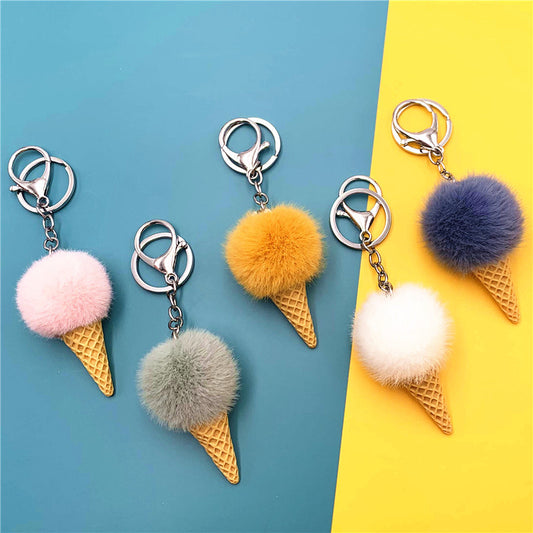Cartoon Fruit Key Chain Student Cute Bag Pendant Ice Cream Cone Plush Car Key Chain Creative Gift