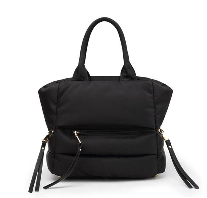 New Winter Space Cotton Handbag Women Casual Totes Bag Down Feather Padded Lady Shoulder Bag Sac A Mian Crossbody Bag