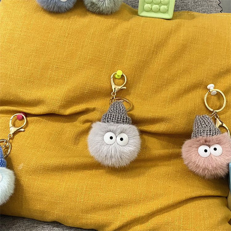 Net Red Ugly Cute Small Briquettes Key Chain Cute Cartoon Plush Bag Pendant Car Key Chain Mobile Phone Accessories