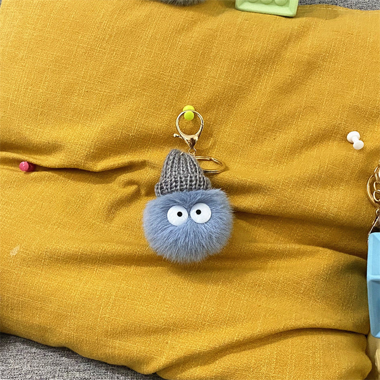 Net Red Ugly Cute Small Briquettes Key Chain Cute Cartoon Plush Bag Pendant Car Key Chain Mobile Phone Accessories