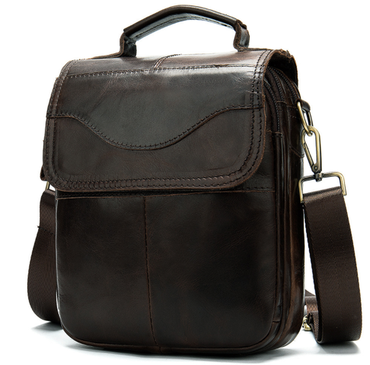 Quality Leather Mens Casual Shoulder Messenger bag Cowhide Fashion Cross-body Bag 8" Pad Tote Mochila Satchel bag .