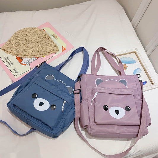 College Students Class Bag Female New Trendy Shoulder Bag Canvas Cute Large Capacity Messenger Shoulder Bag