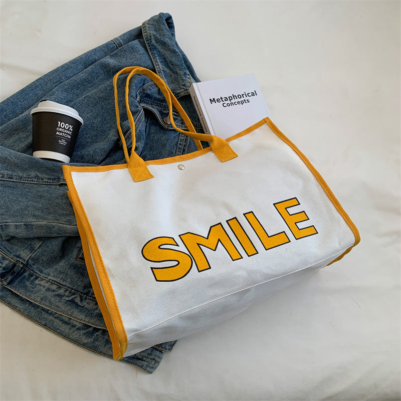 Spring And Summer New Simple Large Capacity Tote Bag Women's Texture Fashion Portable Commuter Shoulder Bag Canvas Bag