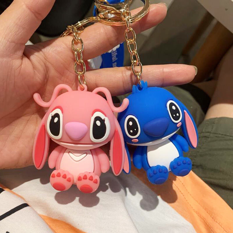 Cartoon Stitch Creative Key Chain Cute Couple Gift School Bag Car Pendant Bag Silicone Doll Pendant