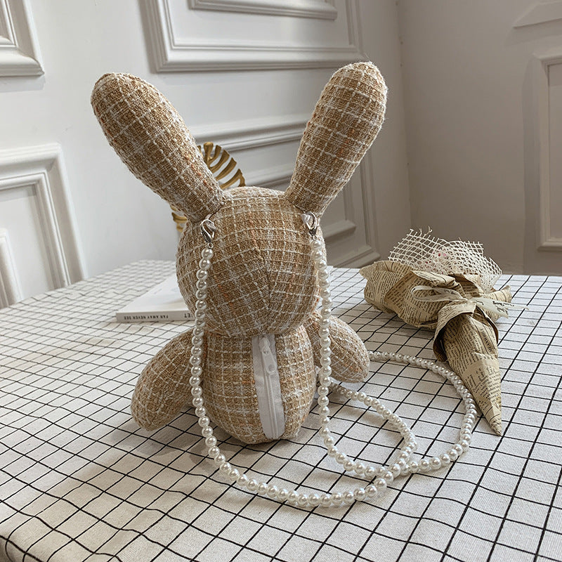 Net Red Cute Rabbit Doll Doll Bag Female New Trendy Cute Girl Pearl Chain Messenger Bag Coin Purse