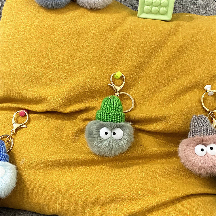 Net Red Ugly Cute Small Briquettes Key Chain Cute Cartoon Plush Bag Pendant Car Key Chain Mobile Phone Accessories