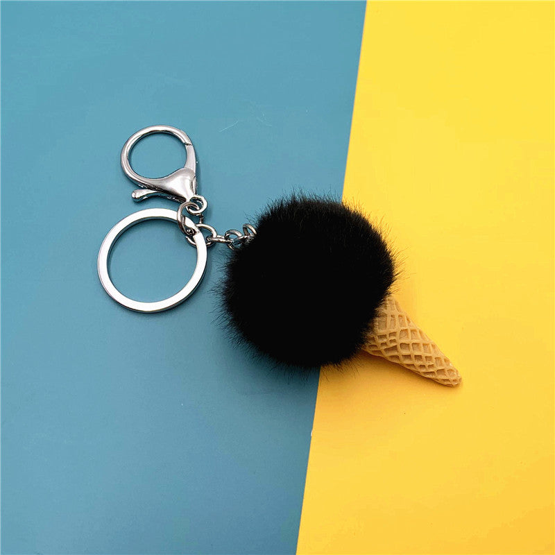 Cartoon Fruit Key Chain Student Cute Bag Pendant Ice Cream Cone Plush Car Key Chain Creative Gift
