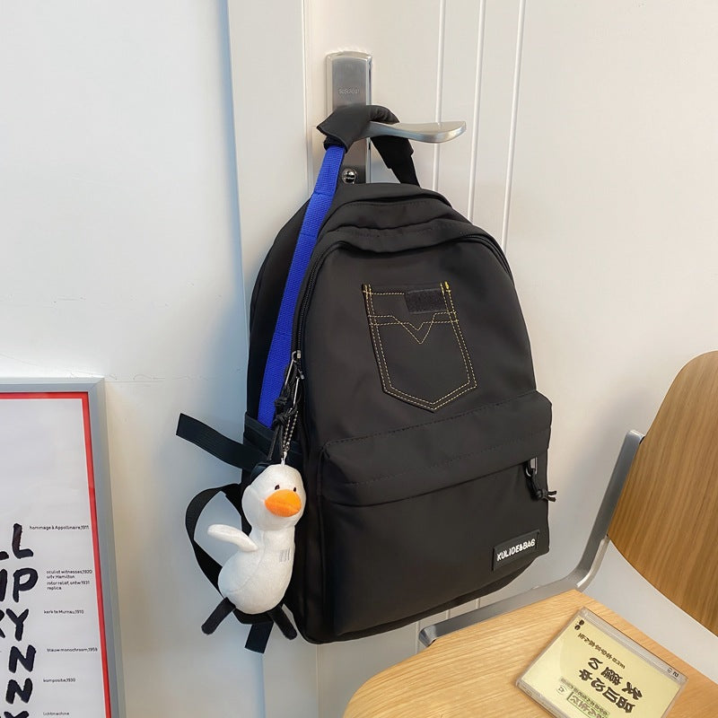 New School Bag For Men And Women With Large Capacity Nylon Cloth Light Weight Backpack Small Fresh Retro Backpack