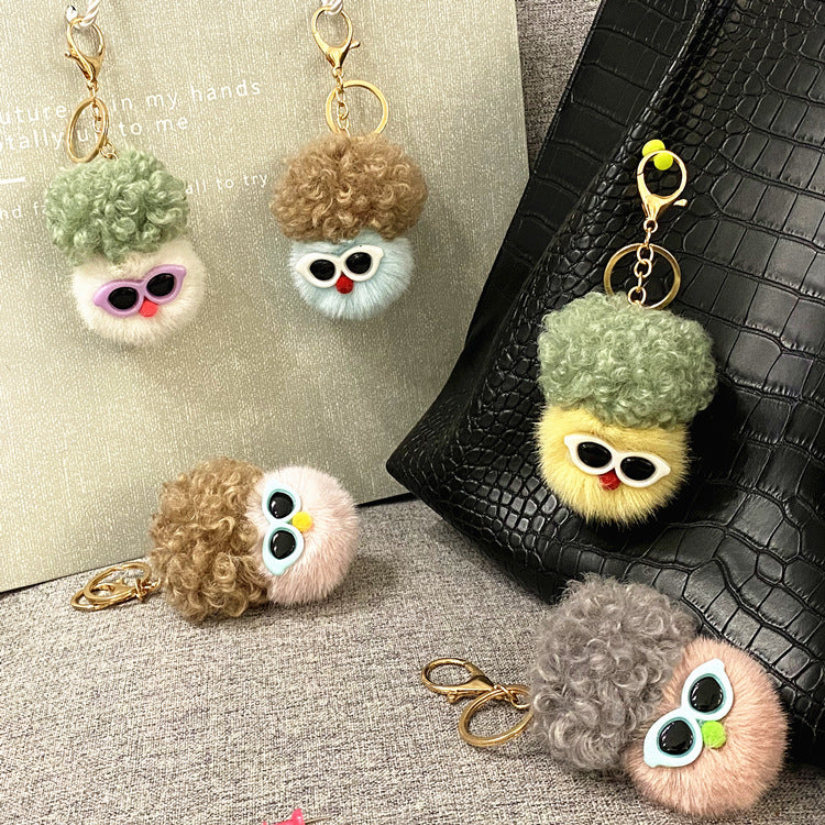 Creative Cauliflower Cartoon Key Chain Car Ornament Plush Doll Doll Cute Bag Pendant Accessories Small Gift