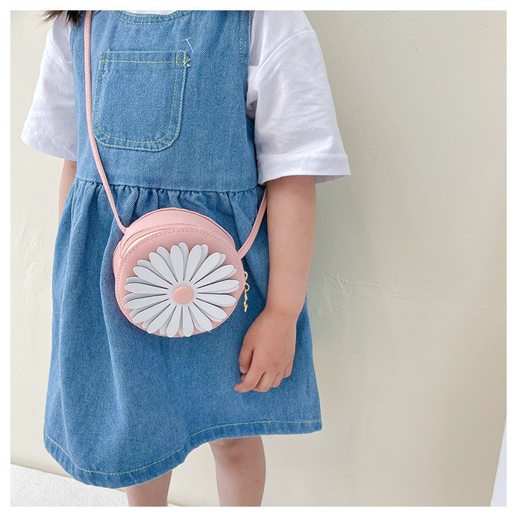 Children's Coin Purse New Korean Version Girl Messenger Bag Princess Shoulder Bag Fashion Sun Flower Mini Bag