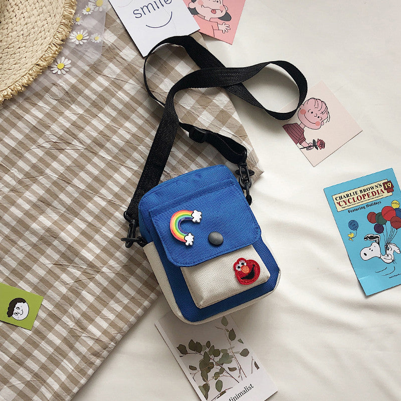 Cute Small Bag New Trendy Japanese Literary Girl Mobile Phone Bag Sweet Student Canvas Messenger Bag