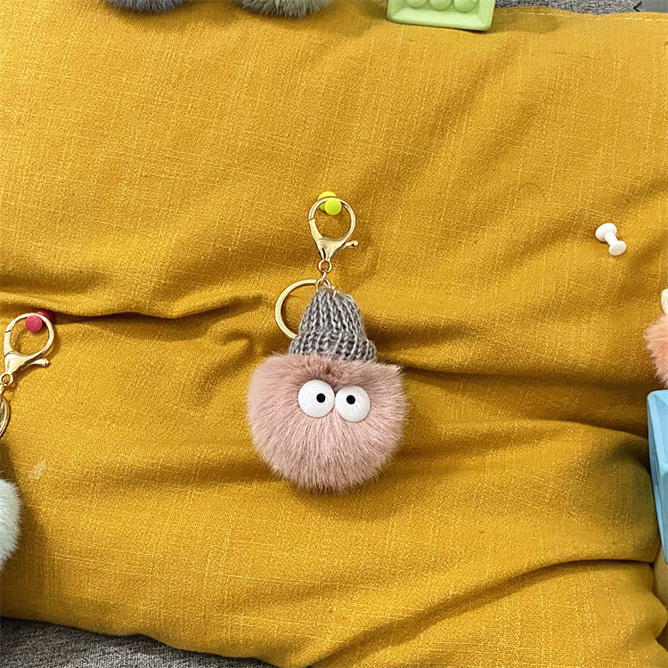 Net Red Ugly Cute Small Briquettes Key Chain Cute Cartoon Plush Bag Pendant Car Key Chain Mobile Phone Accessories