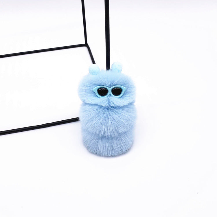 New Cute Caterpillar Key Chain Cute Candy Color Cartoon Plush Bag Pendant Car Key Chain Accessories