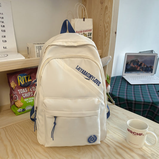 Small Fresh Girl Backpack Simple Large Capacity Travel Backpack Casual Junior High School Student Schoolbag