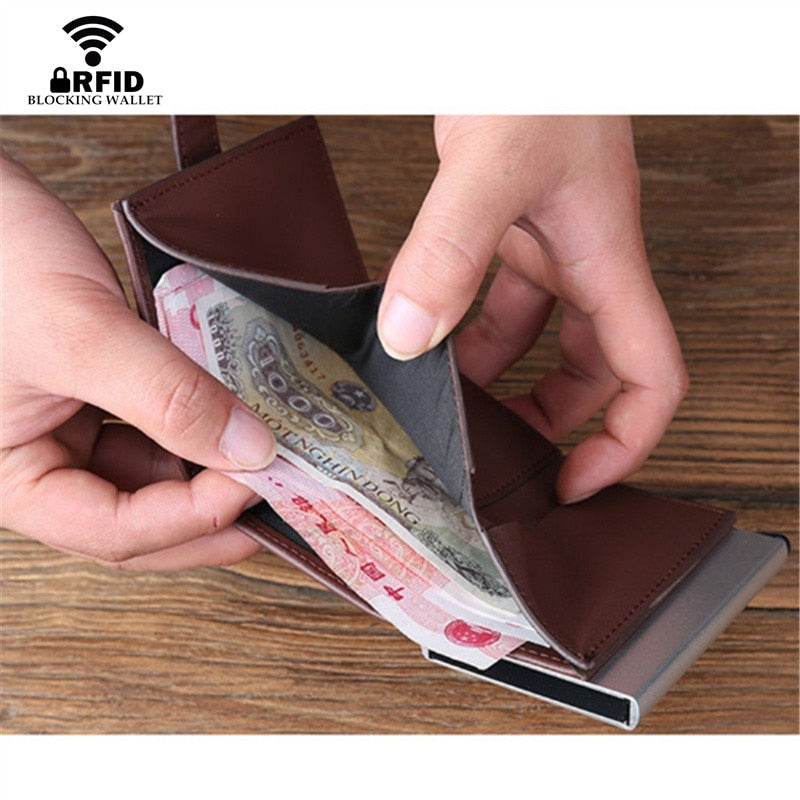 Unisex Genuine Leather Credit card Case Pocket Business ID Card Holder Cover.