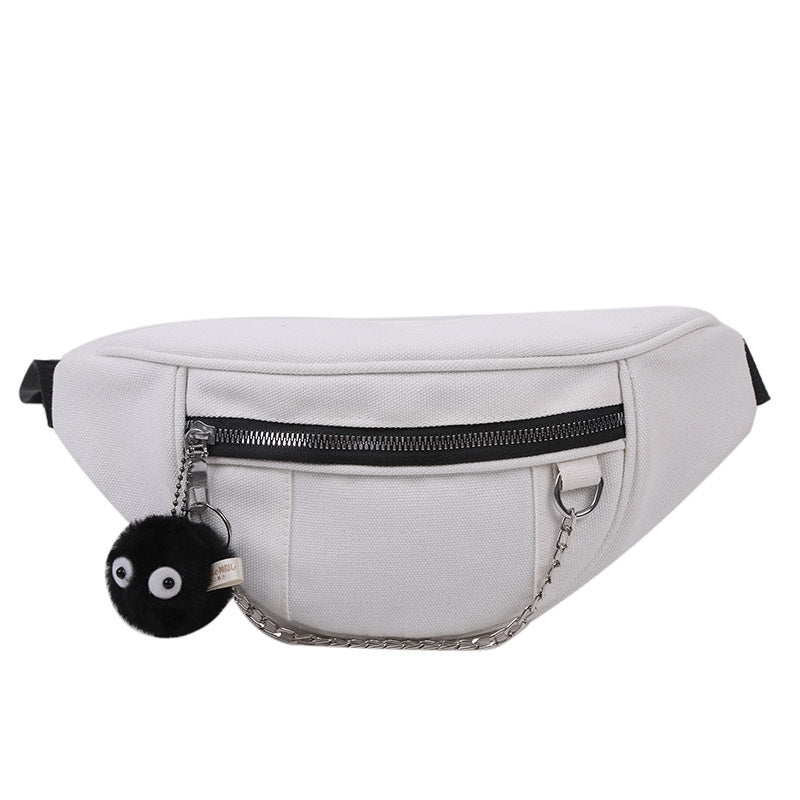 Japanese Dark Style Canvas Chest Bag Female Ins Retro Wild Waist Bag Student Messenger Bag