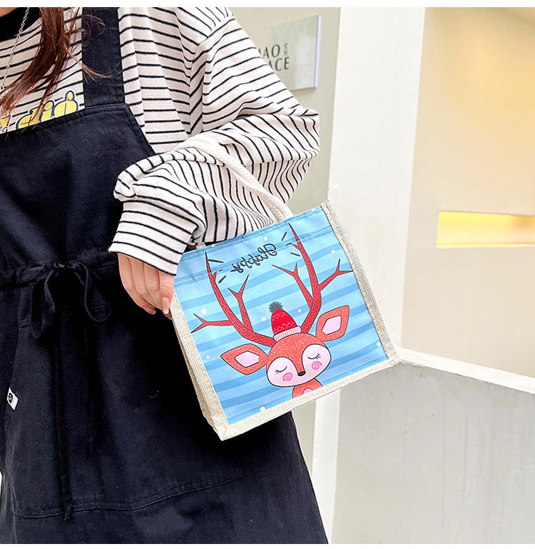 Japanese Cartoon Anime Cotton And Linen Hand Bag New Trendy Korean Version Of The Casual Shopping Bag Student Lunch Bag