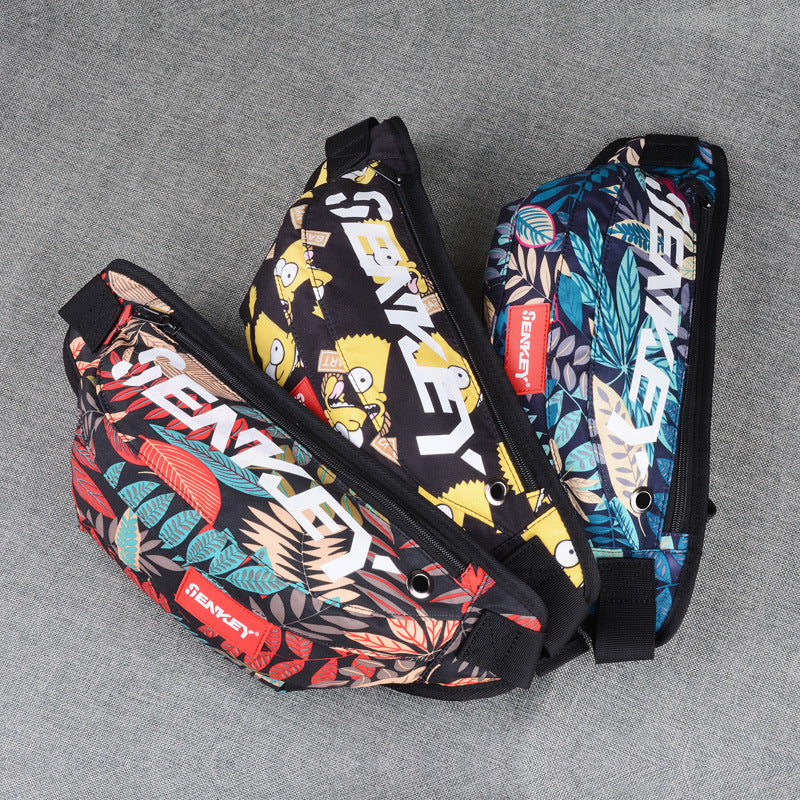 Trend personality cashier pockets Men's sports outdoor chest bag riding bag One shoulder diagonal bag