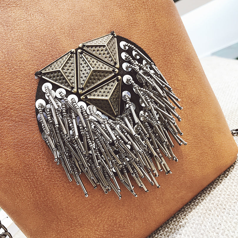 Dress Bags for Women PU Leather Tassel Fashion Frame Bag New Arrival, Style Crossbody Chains Shoulder Bags
