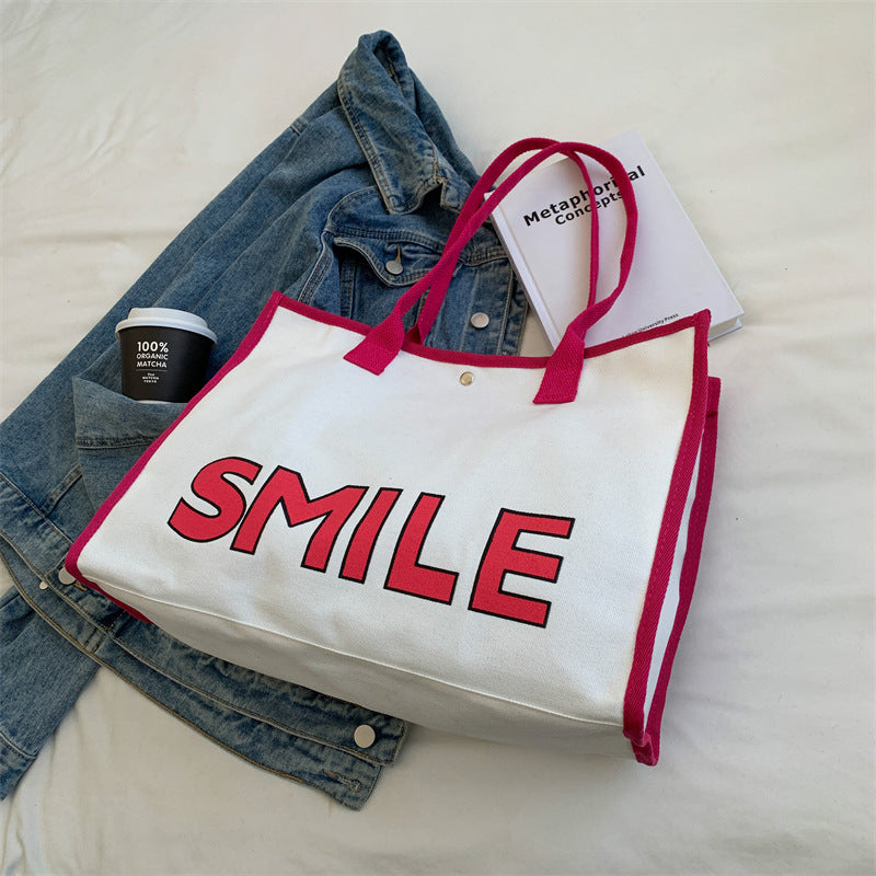 Spring And Summer New Simple Large Capacity Tote Bag Women's Texture Fashion Portable Commuter Shoulder Bag Canvas Bag
