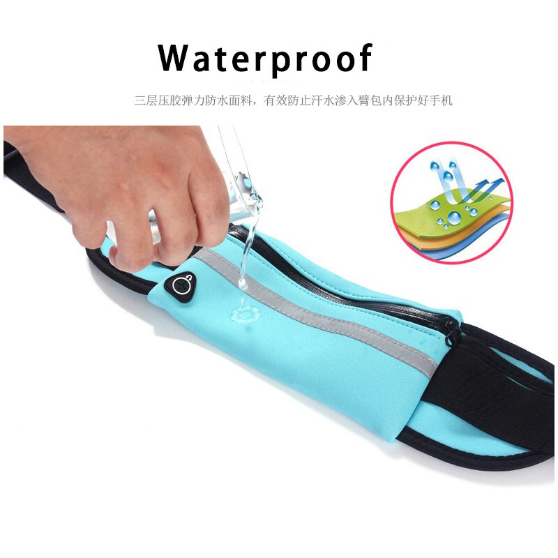 Woman Waterproof Waist Belt Man Running Bag with Bottle Holder for Marathon Jogging Phone Keys Pouch for Running