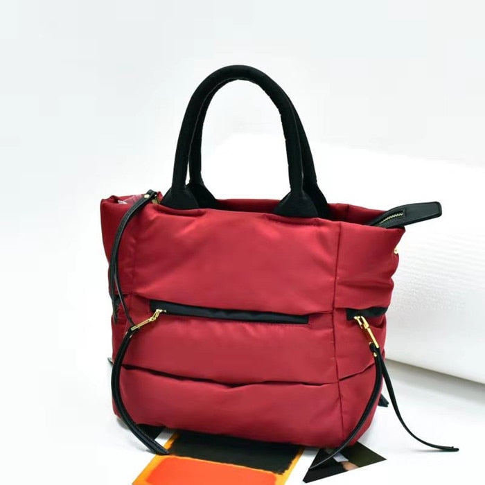 New Winter Space Cotton Handbag Women Casual Totes Bag Down Feather Padded Lady Shoulder Bag Sac A Mian Crossbody Bag