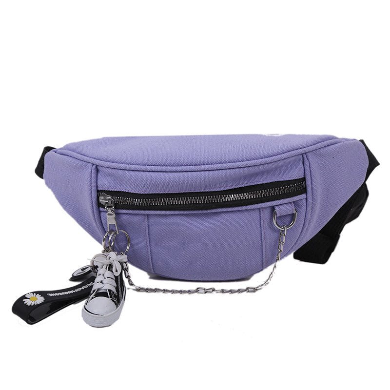 Japanese Dark Style Canvas Chest Bag Female Ins Retro Wild Waist Bag Student Messenger Bag
