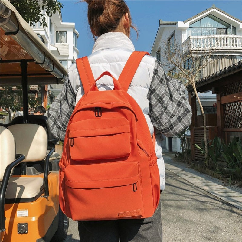 HOCODO Solid Color Backpack For Women 2019 Waterproof Nylon Multi Pocket Travel Backpacks Large Capacity School Bag For Teenage