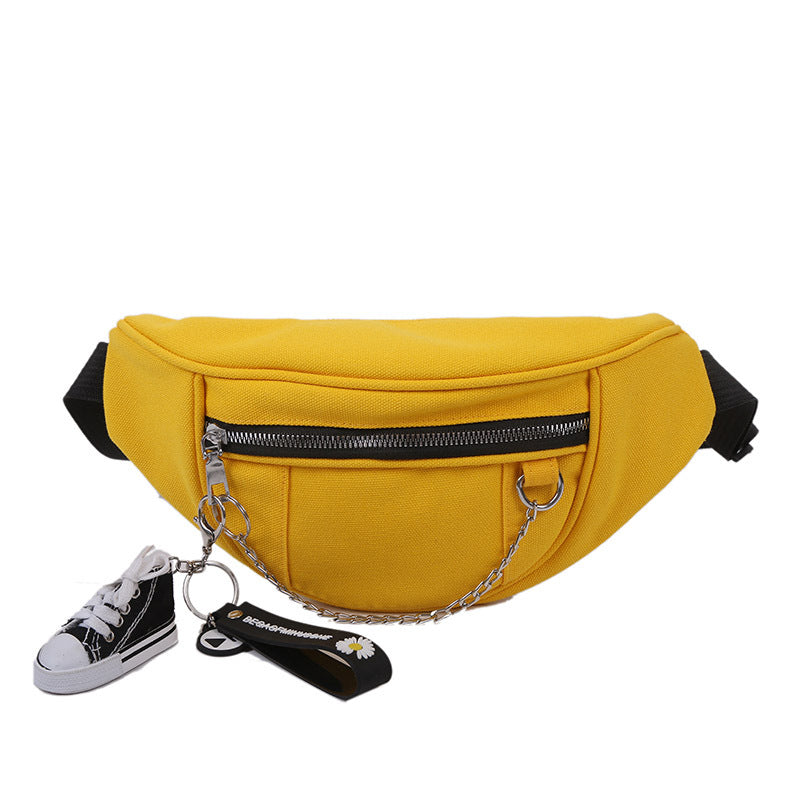 Japanese Dark Style Canvas Chest Bag Female Ins Retro Wild Waist Bag Student Messenger Bag