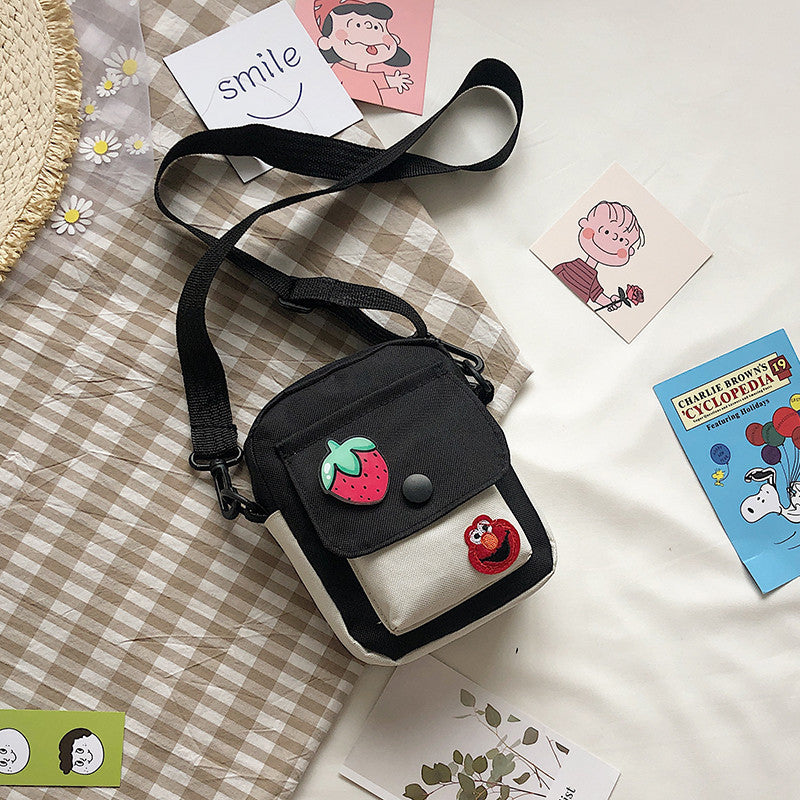 Cute Small Bag New Trendy Japanese Literary Girl Mobile Phone Bag Sweet Student Canvas Messenger Bag