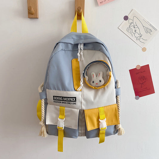 Color Matching Backpack Junior High School Student Schoolbag Large Capacity Girls Chic Girl Backpack