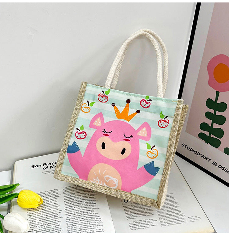 Japanese Cartoon Anime Cotton And Linen Hand Bag New Trendy Korean Version Of The Casual Shopping Bag Student Lunch Bag