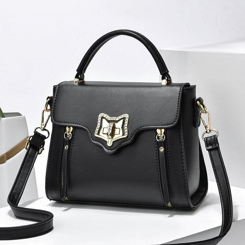 Luxury Leather Ladies Bags Fashion Rhinestones Commuter Handbag Ladies One-shoulder Bag Tote Bag