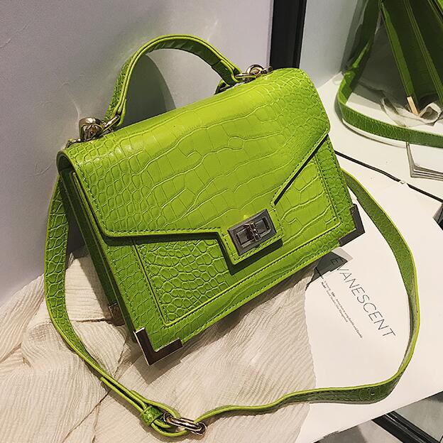 Retro Fashion Female Square bag  Quality PU Leather Women bag Crocodile pattern Tote bag Lock Shoulder Messenger Bags
