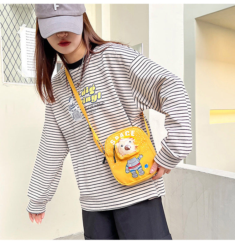 Trendy Student Nylon Bag Female Net Red Ins Cute Soft Girl Shoulder Bag Small Fresh Transparent Doll Messenger Bag