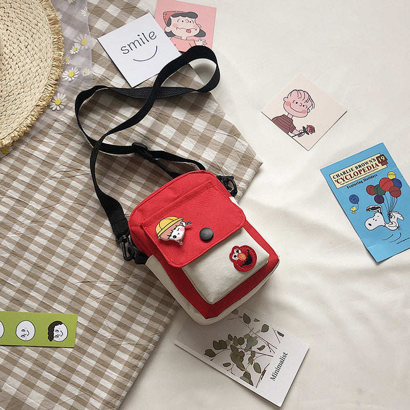 Cute Small Bag New Trendy Japanese Literary Girl Mobile Phone Bag Sweet Student Canvas Messenger Bag