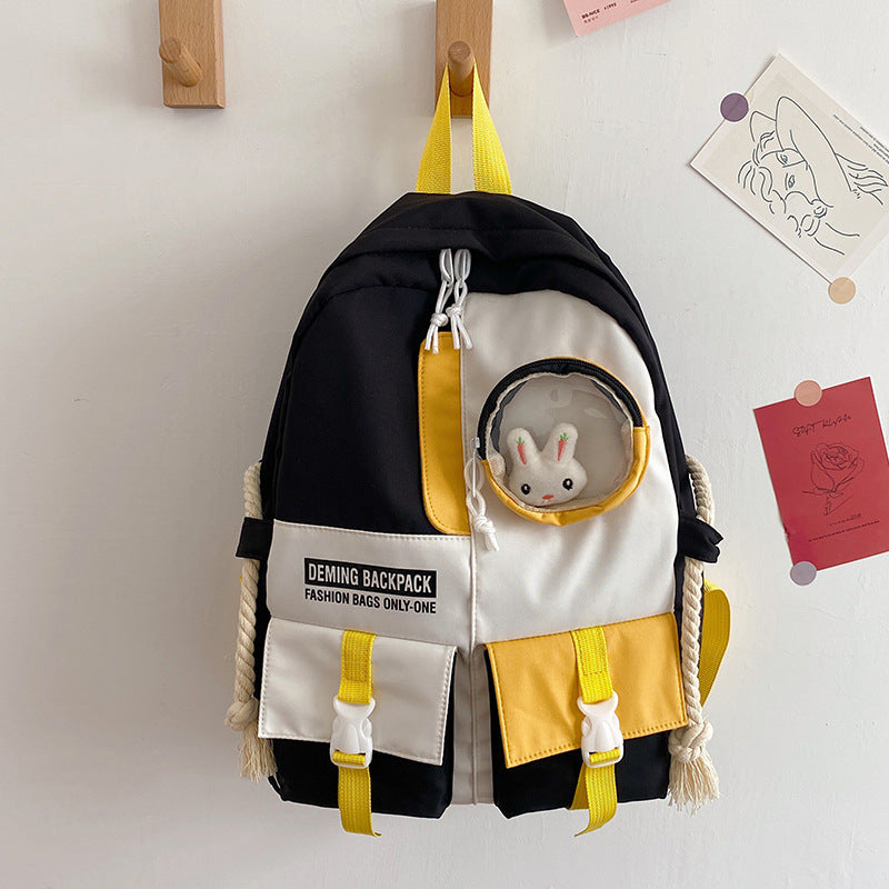 Color Matching Backpack Junior High School Student Schoolbag Large Capacity Girls Chic Girl Backpack