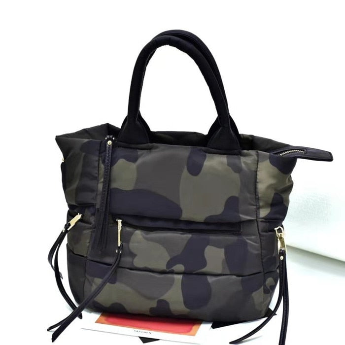 New Winter Space Cotton Handbag Women Casual Totes Bag Down Feather Padded Lady Shoulder Bag Sac A Mian Crossbody Bag