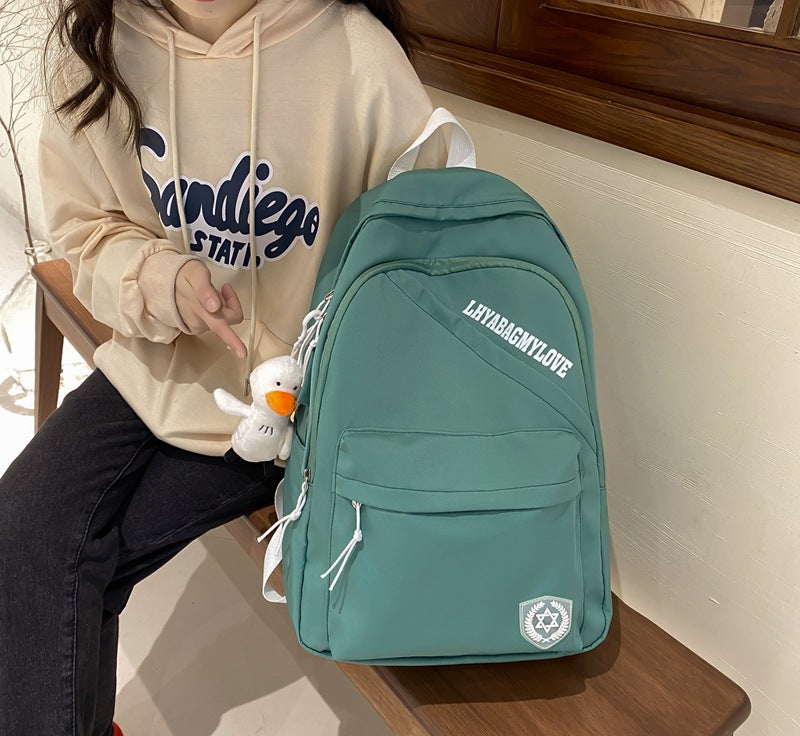 Small Fresh Girl Backpack Simple Large Capacity Travel Backpack Casual Junior High School Student Schoolbag