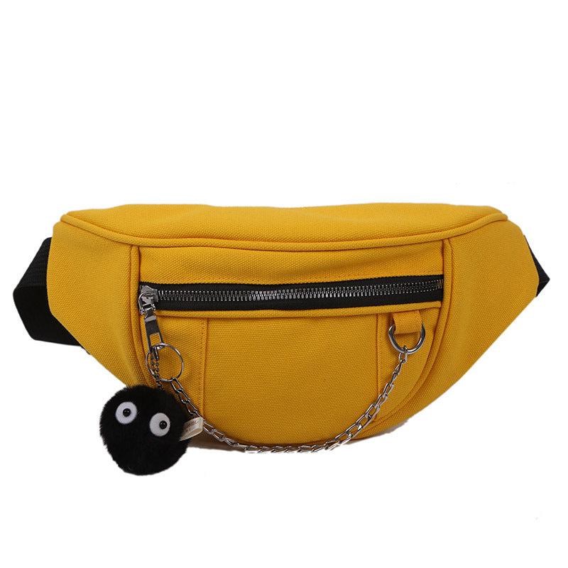 Japanese Dark Style Canvas Chest Bag Female Ins Retro Wild Waist Bag Student Messenger Bag