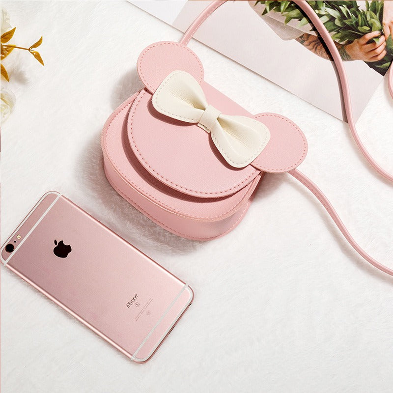 Trendy children messenger bag cute cartoon bow foreign style baby coin purse mini girl princess bag