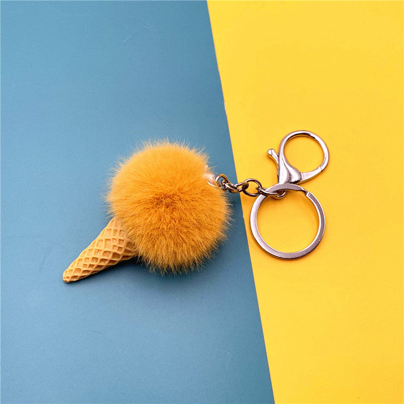 Cartoon Fruit Key Chain Student Cute Bag Pendant Ice Cream Cone Plush Car Key Chain Creative Gift
