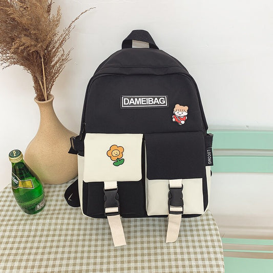 DCIMOR New Panelled Waterproof nylon Womens backpack, schoolbag for Teen girls Double front pocket Mochilas