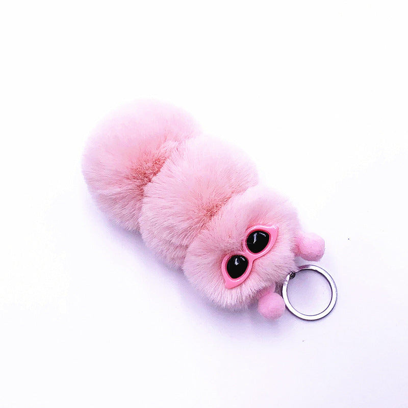 New Cute Caterpillar Key Chain Cute Candy Color Cartoon Plush Bag Pendant Car Key Chain Accessories
