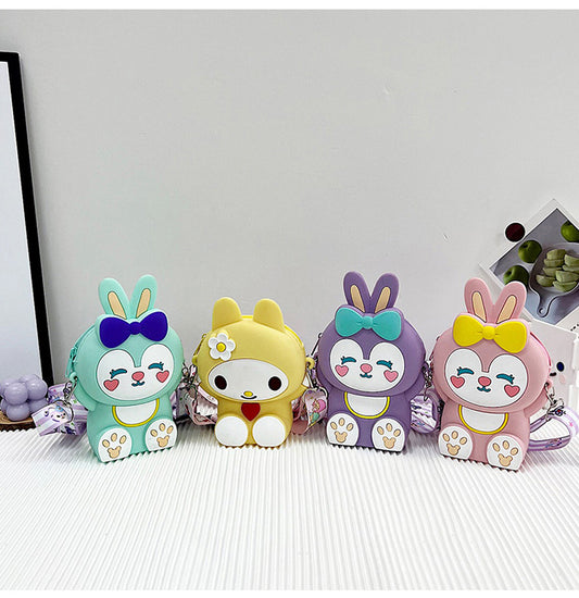 Children's Bag New Trendy Silicone Cartoon Rabbit Small Bag Girl One-Shoulder Messenger Bag Princess Coin Purse