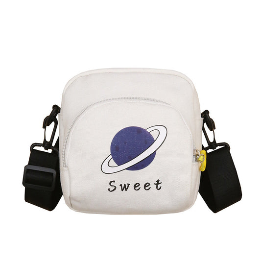 Planet's New Cute Canvas Bag Female Shoulder Ins Korean Version Of The Fashion Oblique Cross Bag Student Casual Small Bag